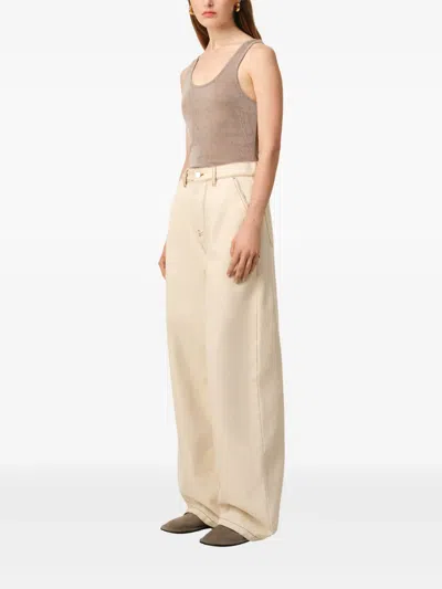 Ami Alexandre Mattiussi Wide-leg Jeans With Pockets And Belt Loops In Neutrals