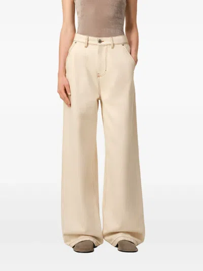 Ami Alexandre Mattiussi Wide-leg Jeans With Pockets And Belt Loops In Neutrals