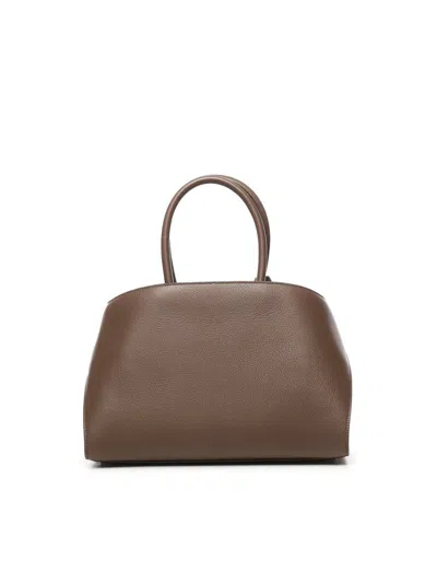 Ferragamo Shoulder Bag With Detachable Strap And Top Handles In Brown