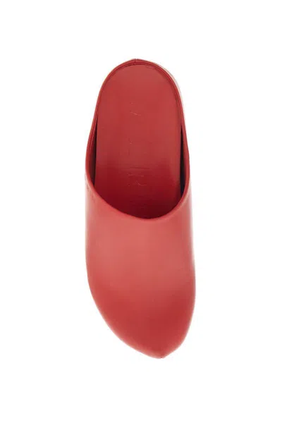 Marni Slide With Chunky Clog In Red Leather In Red