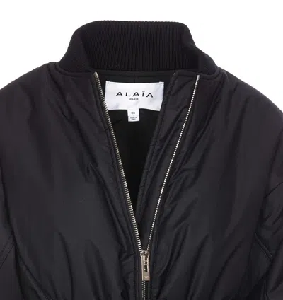 Alaïa Womens Belted Padded Shell Bomber Jacket Noir Alaia In Black