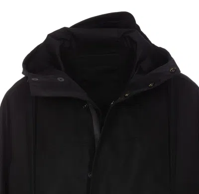 Lemaire Raincoat Jacket With High Neck And Hood In Black