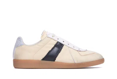 Maison Margiela Replica Leather And Suede-trimmed Twill Sneakers In Beige