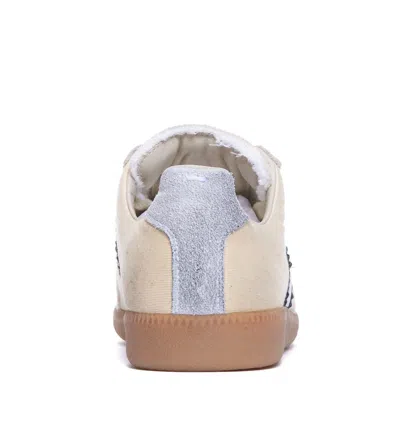 Maison Margiela Replica Leather And Suede-trimmed Twill Sneakers In Beige