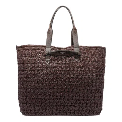 Dolce & Gabbana Crochet Tote Bag Woven Texture In Brown