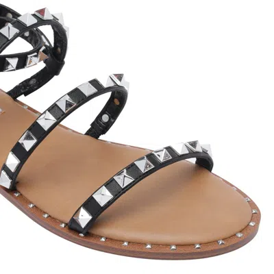 Steve Madden Stud-embellished Flat Sandals In Black