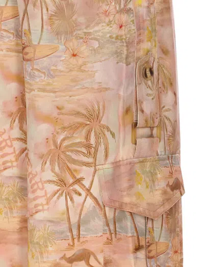 Zimmermann Printed High Waist Cargo Trousers In Multicolour