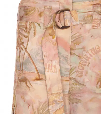 Zimmermann Printed High Waist Cargo Trousers In Multicolour