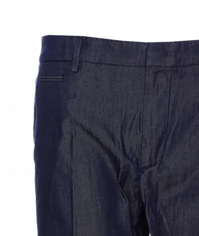 Dondup Tailored Trousers With Front Pleats And Cuffs In Blue