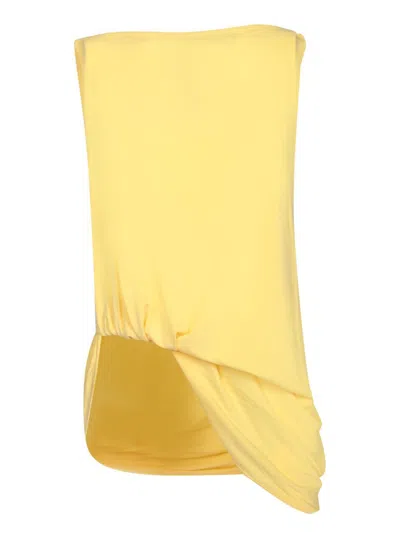 Jacquemus Draped Sleeveless Asymmetric Lightweight Top In Yellow