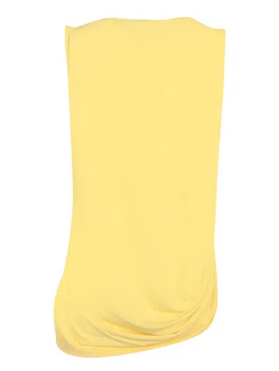 Jacquemus Draped Sleeveless Asymmetric Lightweight Top In Yellow