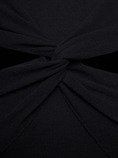 Coperni Black Mini Dress With Mock Neck And Twisted Cut-out In Wool Woman In Black