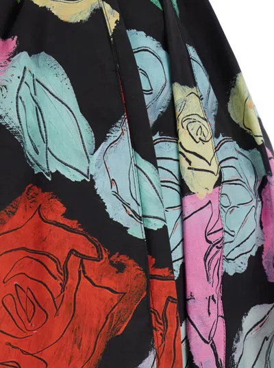 Marni Multicolor Midi Skirt With Elastic Waist And All-over Floral Motif In Cotton Woman In Multicolor