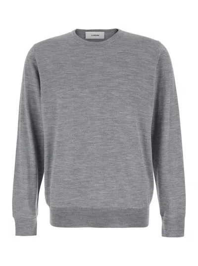 Lardini Knitted Crew-neck Jumper In Grey