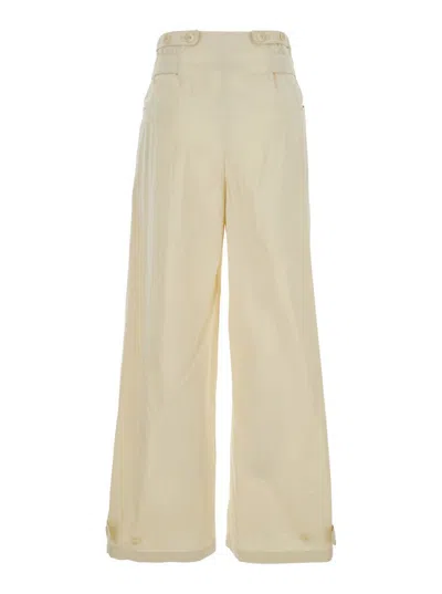 Low Classic Double Belt Pleated Trousers In Beige