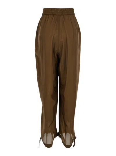 Philosophy Di Lorenzo Serafini 'haboutai' Brown Pants With Elastic Waist And Drawstring Edges In Silk Woman In Brown