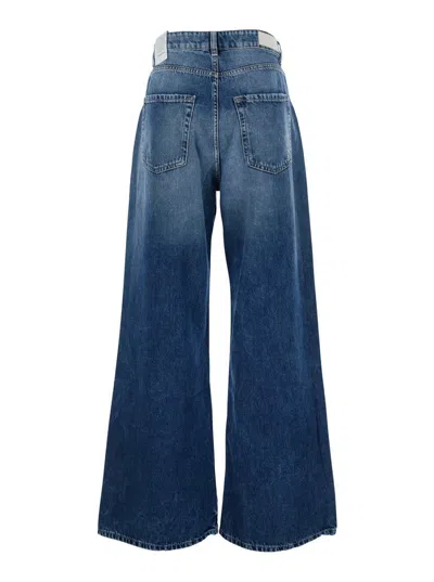 Icon Denim Poppy Blue Jeans With Medium Rise And Logo Patch On The Rear In Denim Woman In Blue