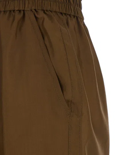 Philosophy Di Lorenzo Serafini 'haboutai' Brown Pants With Elastic Waist And Drawstring Edges In Silk Woman In Brown