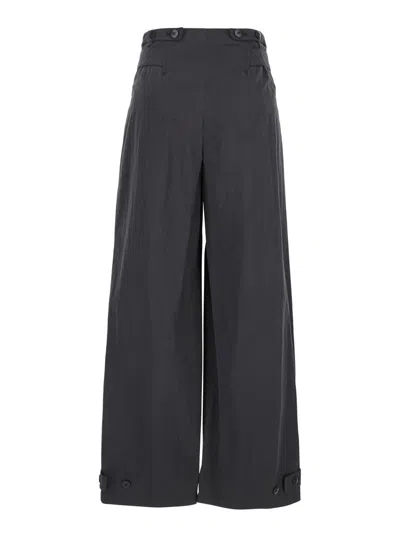 Low Classic Double Belt Pleated Trousers In Grey