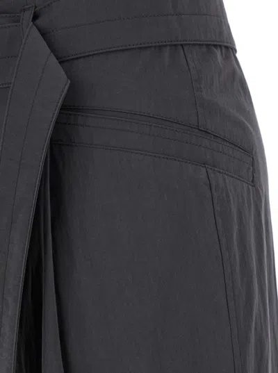 Low Classic Double Belt Pleated Trousers In Grey