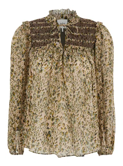 Ba&sh Multicolor Shirt With Lace Closure And All-over Print In Viscose Woman In Multicolor