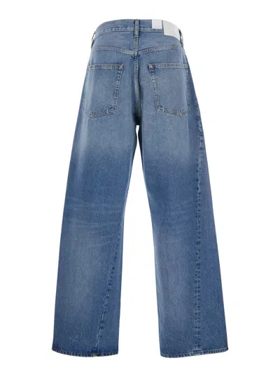 Sunflower Blue Five Pocket Jeans With Logo Patch On The Back In Denim Man In Blue