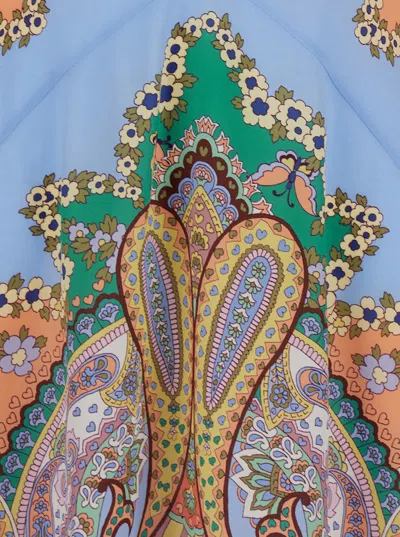 Etro Multicolor Long Dress With All-over Paisley Print And V-neck In Silk Woman In Multicolor