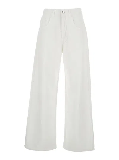 Icon Denim Poppy White Jeans With Medium Rise And Logo Patch On The Rear In Denim Woman In White