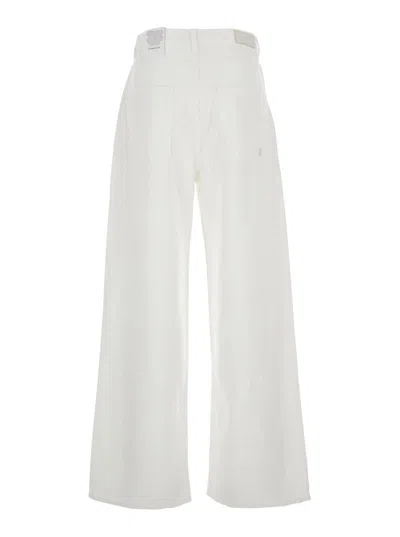 Icon Denim Poppy White Jeans With Medium Rise And Logo Patch On The Rear In Denim Woman In White