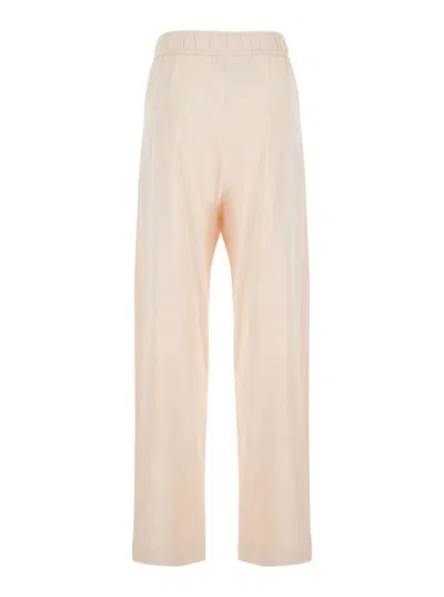 Merci Pink Pants With Elastic Waist And Pences In Viscose Blend Woman In Pink