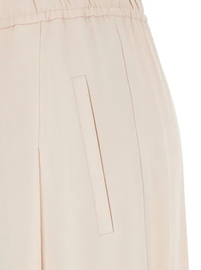 Merci Pink Pants With Elastic Waist And Pences In Viscose Blend Woman In Pink