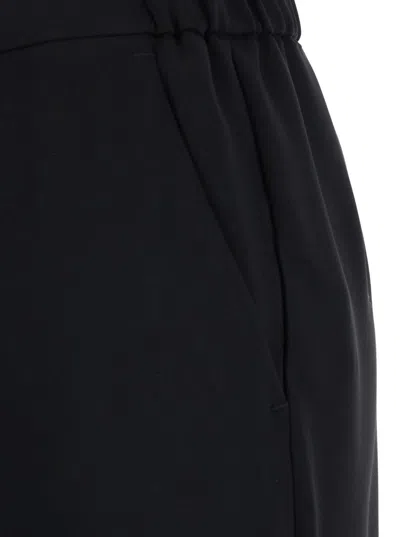 Plain Black Pants With Elastic Rear Waist And Wide Leg In Tech Fabric Woman In Black