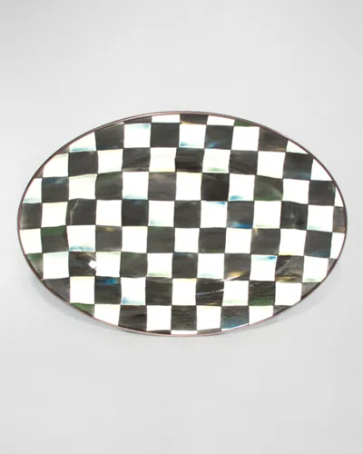 Mackenzie-childs Mackenzie Childs Courtly Check Medium Enameled Steel Oval Platter