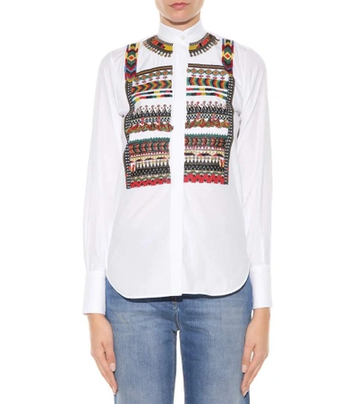 Shop Valentino Embellished Cotton Shirt In White