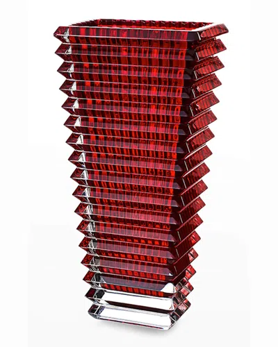 Baccarat Eye Small Rectangular Crystal Vase In Red