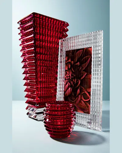 Baccarat Eye Small Rectangular Crystal Vase In Red