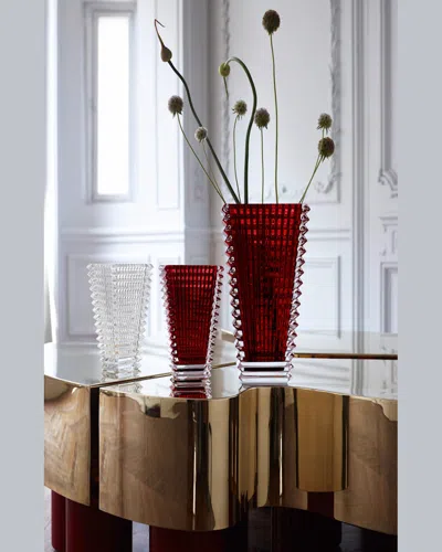 Baccarat Eye Small Rectangular Crystal Vase In Red