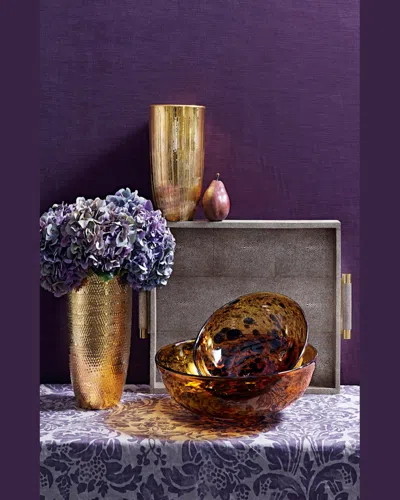 Aerin Chocolate Faux-shagreen Rectangular Tray In Chocolate