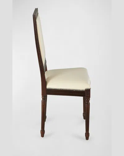 Massoud Ingram Leather Dining Chair In Ivory