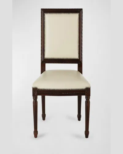 Massoud Ingram Leather Dining Chair In Ivory