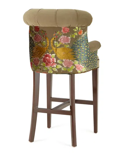 Haute House Peacock Tufted Barstool In Sage