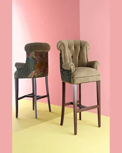 Haute House Peacock Tufted Barstool In Sage