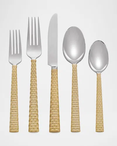 Michael Aram 5-piece Palm Golden Flatware Place Setting In Silver/gold