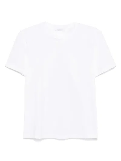 Rabanne White Cotton T-shirt With Silver Logo Plaque In White
