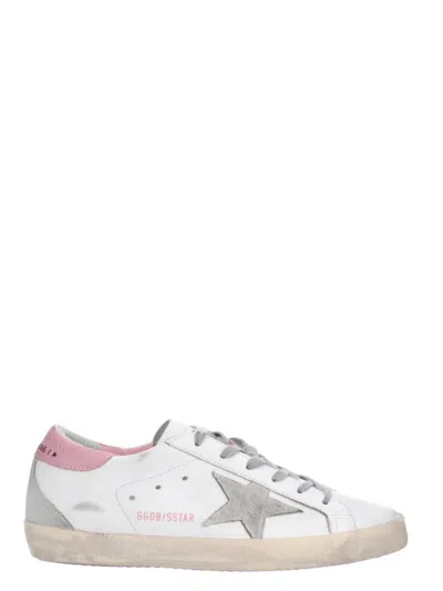 Golden Goose Super-star Used-effect Leather Sneakers With Suede Profiles In White