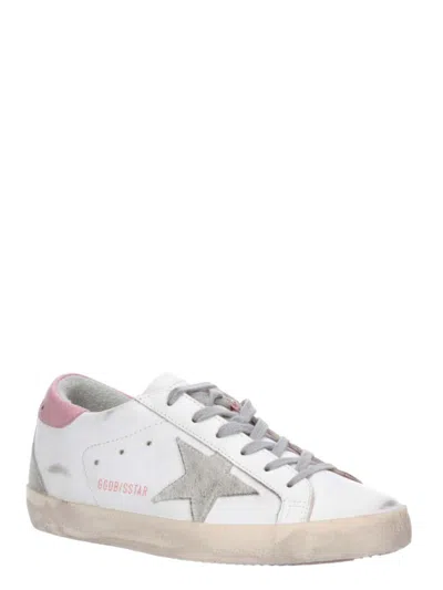 Golden Goose Super-star Used-effect Leather Sneakers With Suede Profiles In White