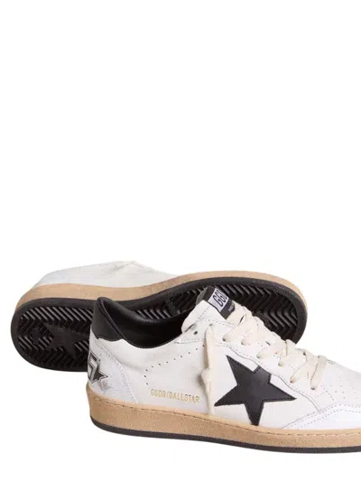 Golden Goose Women's Ball Star Sneakers In White Nappa Leather With Black Leather Star And Heel Tab In White