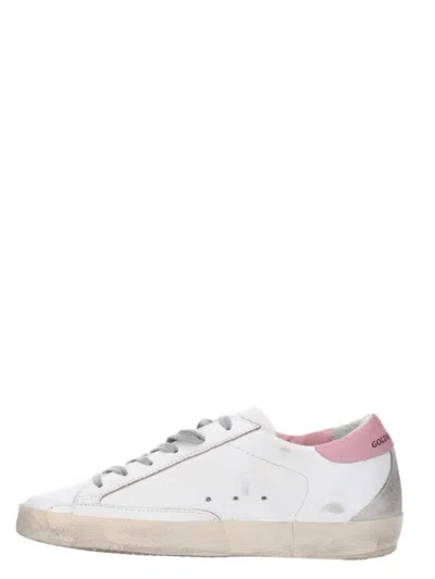 Golden Goose Super-star Used-effect Leather Sneakers With Suede Profiles In White