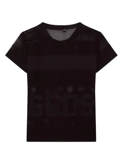 Gcds Mesh T-shirt With Logo In Black