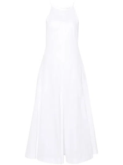 Sportmax Cactus Sleeveless Round Neckline A-line Midi Dress In White